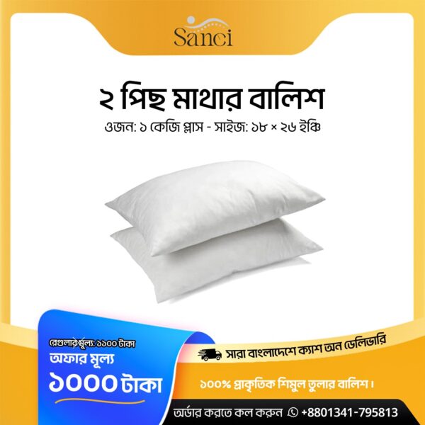 বালিশ ২ টি শিমুল তুলার